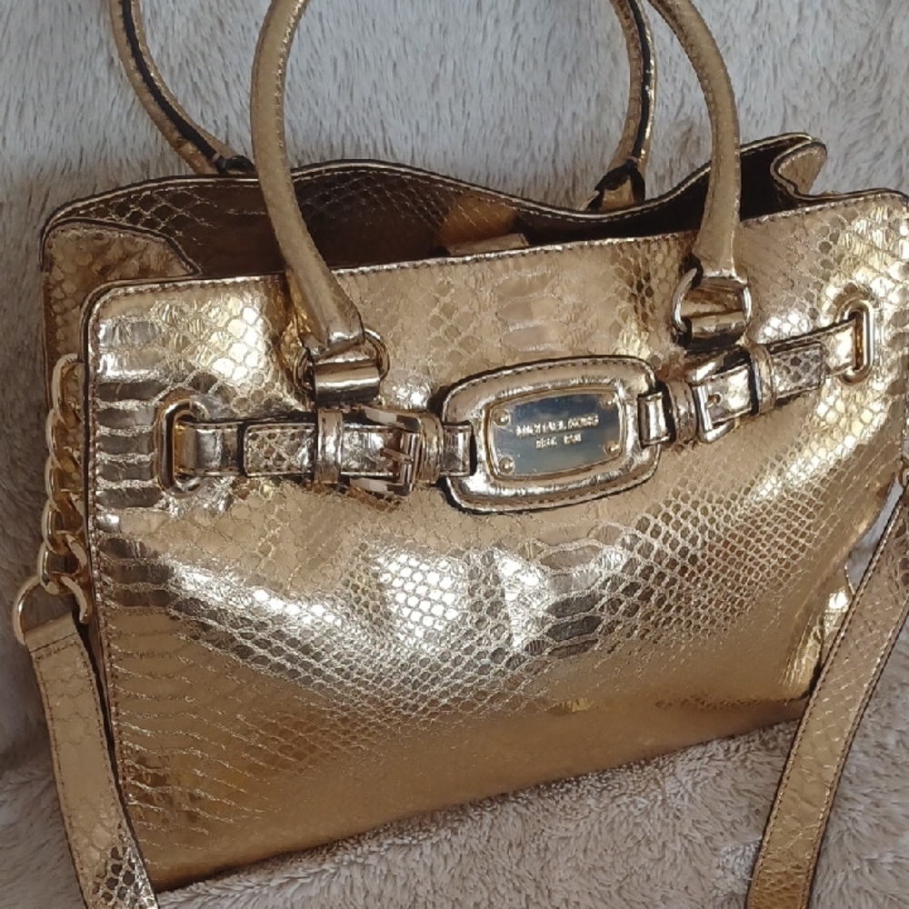 Michael Kors Gold Hamilton Tote | Embossed Leather | HB305